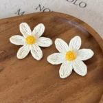 1 Pair Casual Vacation Classic Style Sunflower Alloy Raffia Ear Studs - Image 2