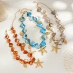 1 Piece Sweet Starfish Alloy Shell Plating Women's Beaded Chain Bracelets Necklace - Image 2
