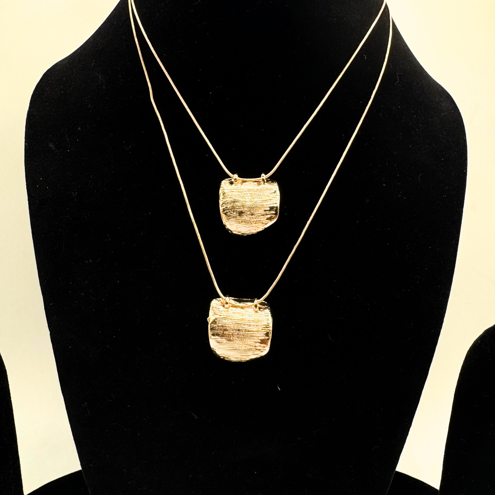 21 Textured Gold Pendant Necklace Set - Image 1