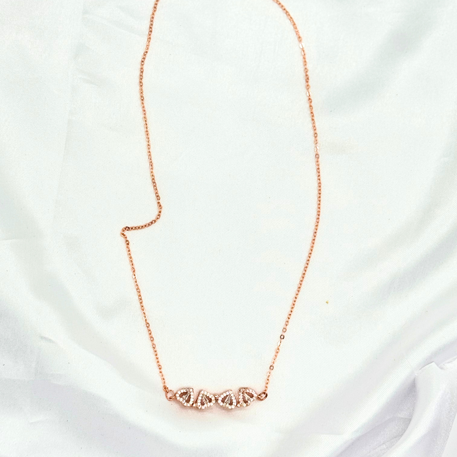 5 Twilight Hearts Necklace – Rose Gold with CZ Embellishments - Image 1