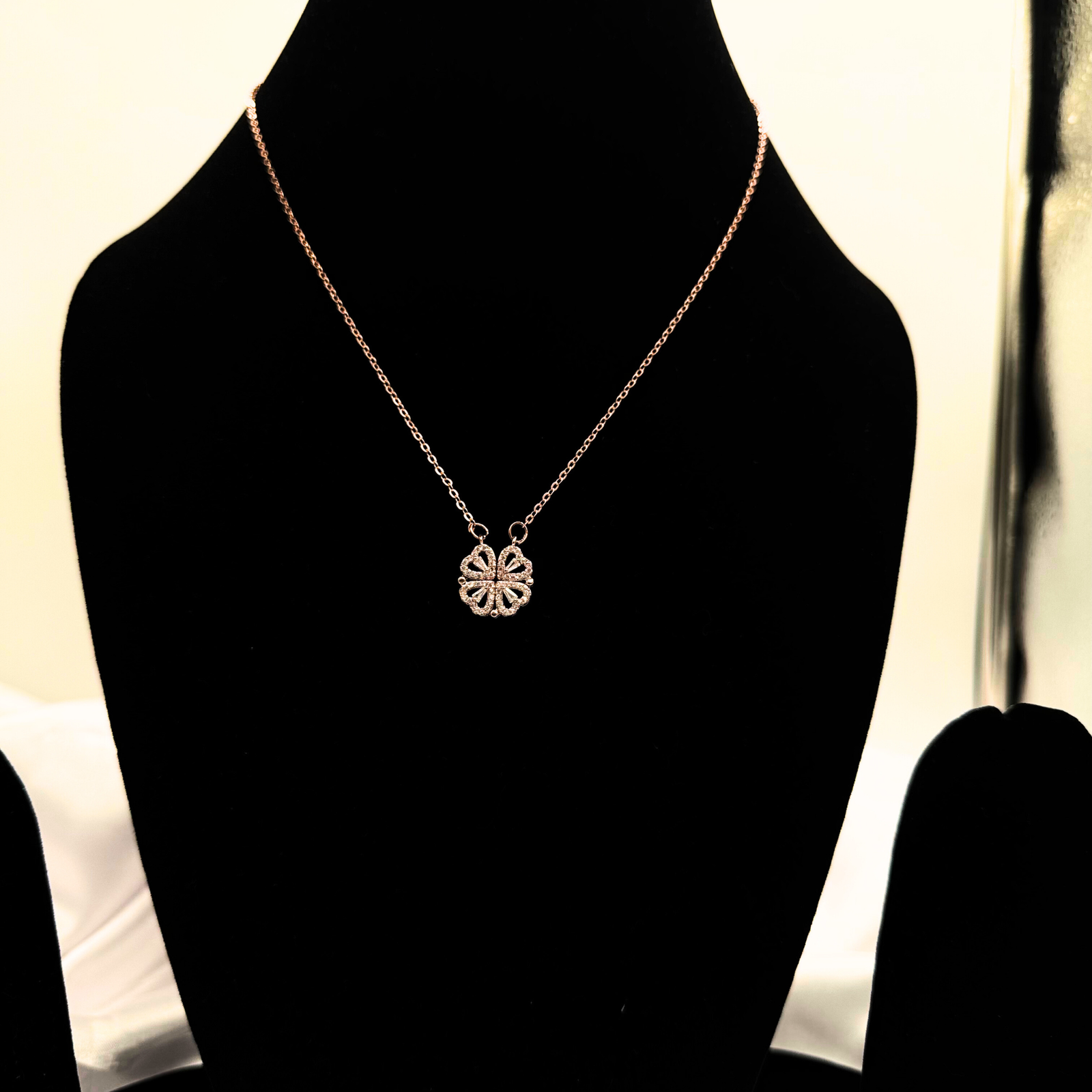 8 Floral Radiance Pendant Necklace – Rose Gold & CZ - Image 1