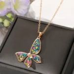 Fashion Flower Butterfly Alloy Epoxy Alloy Women's Ear Studs Necklace - Image 3
