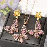 Fashion Flower Butterfly Alloy Epoxy Alloy Women's Ear Studs Necklace