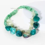 Retro Irregular Green Resin Beaded Necklace Exaggerated Necklace NK23940 - Image 3