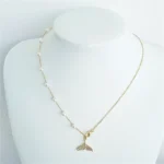 Simple Style Fish Tail Artificial Pearl Alloy Inlay Rhinestones Necklace - Image 2