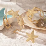 Vacation Beach Classic Style Starfish Ocean 14K Gold Plated Alloy Wholesale Rings Bracelets Jewelry Set - Image 2
