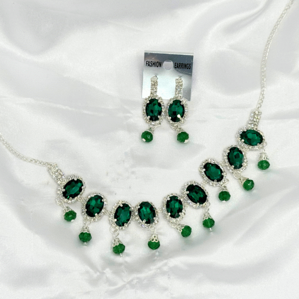 admin-ajax (1) Regal Green Crystal Necklace & Earring Set – Silver-Plated, Elegant Jewelry for Women - Image 1